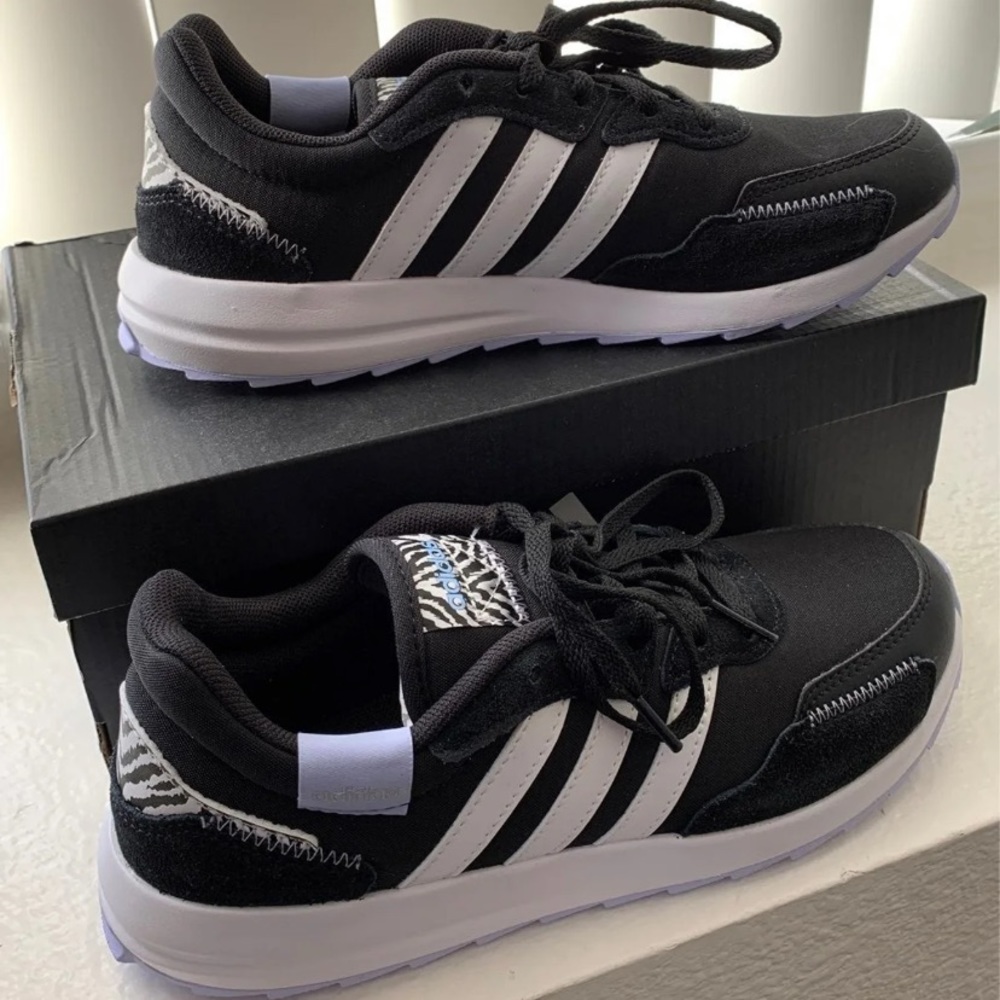 Adidas Black Zebra Print Running Shoes